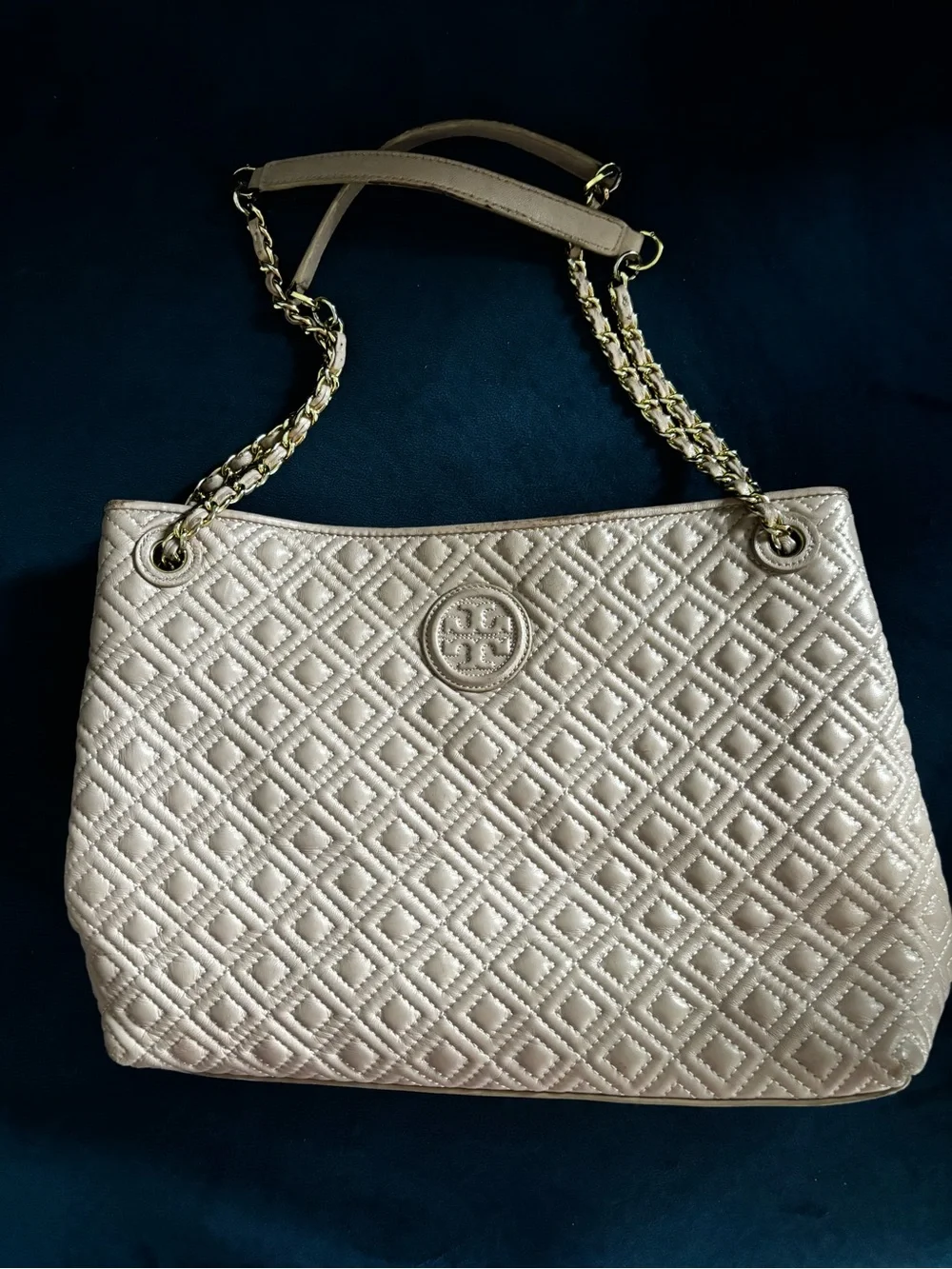 Tory Burch Marion Light Pink Quilted Leather Tote